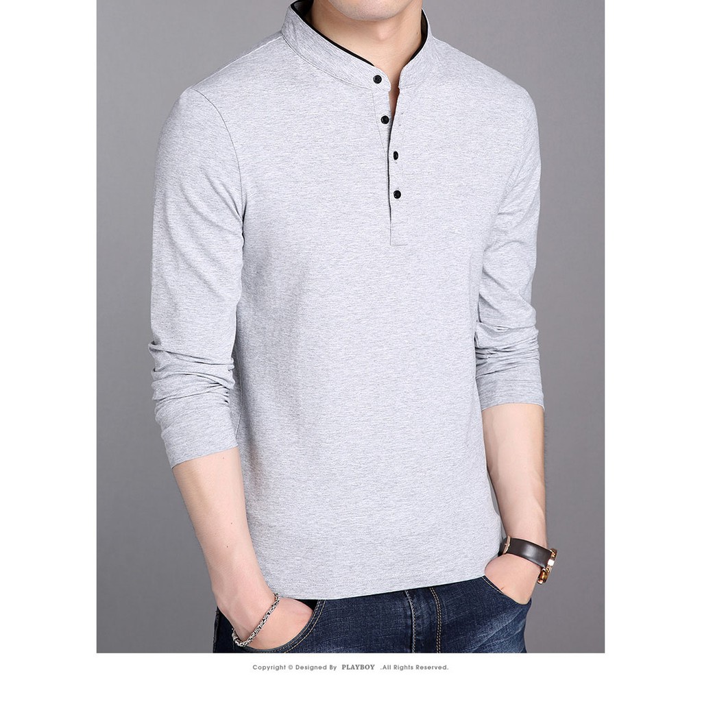 Áo thun nam tay dài ASALA 4nut (đen- xám) | BigBuy360 - bigbuy360.vn