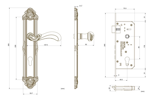 [Mẫu Mới 2020] KHÓA TAY NẮM ĐỒNG THAU HC 8529 SSHA Thân Inox, Ổ Abus ( cửa chính)