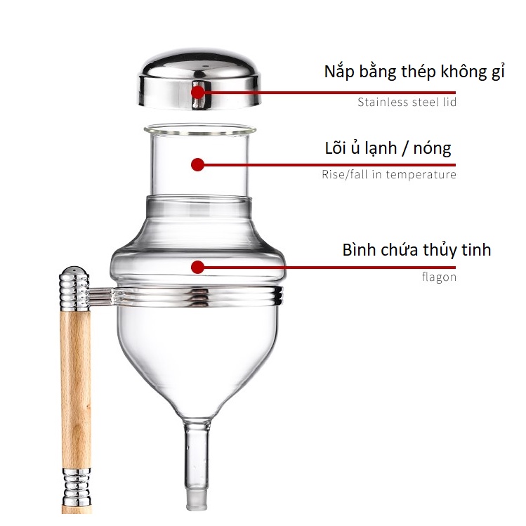 Bình rót rượu thủy tinh phong cách Nhật Bản Ướp lạnh ủ nóng Có lõi pha trà 1 cốc đựng 4 ly uống Pha chế đồ uống cho bar