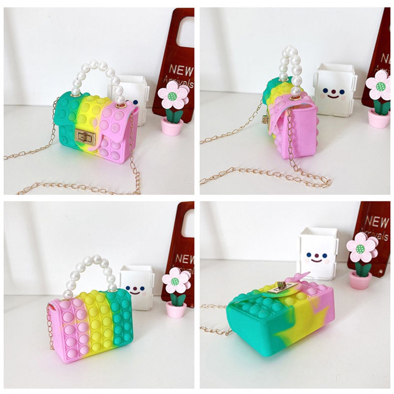 Pop It Túi Xách Tote Đựng Đồ Chơi Cầm Tay Đính Ngọc Trai Dễ Thương Dành Cho Nữ