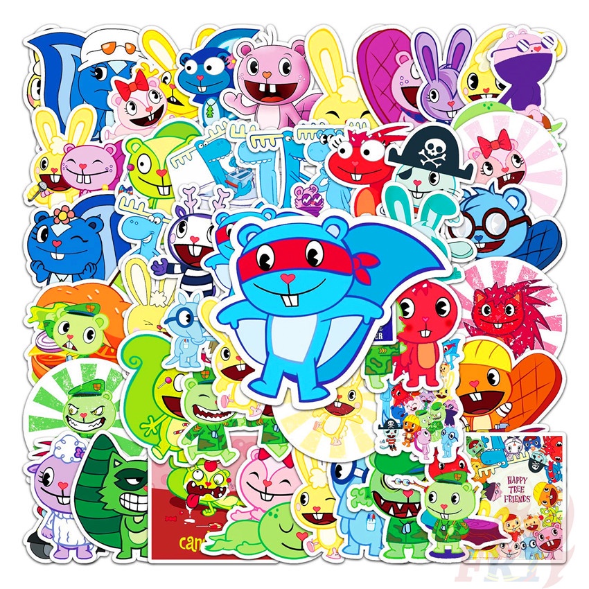 Set 50 hình dán chống thấm nước Happy Tree Friends Series 01 thời trang trang trí đa dụng
