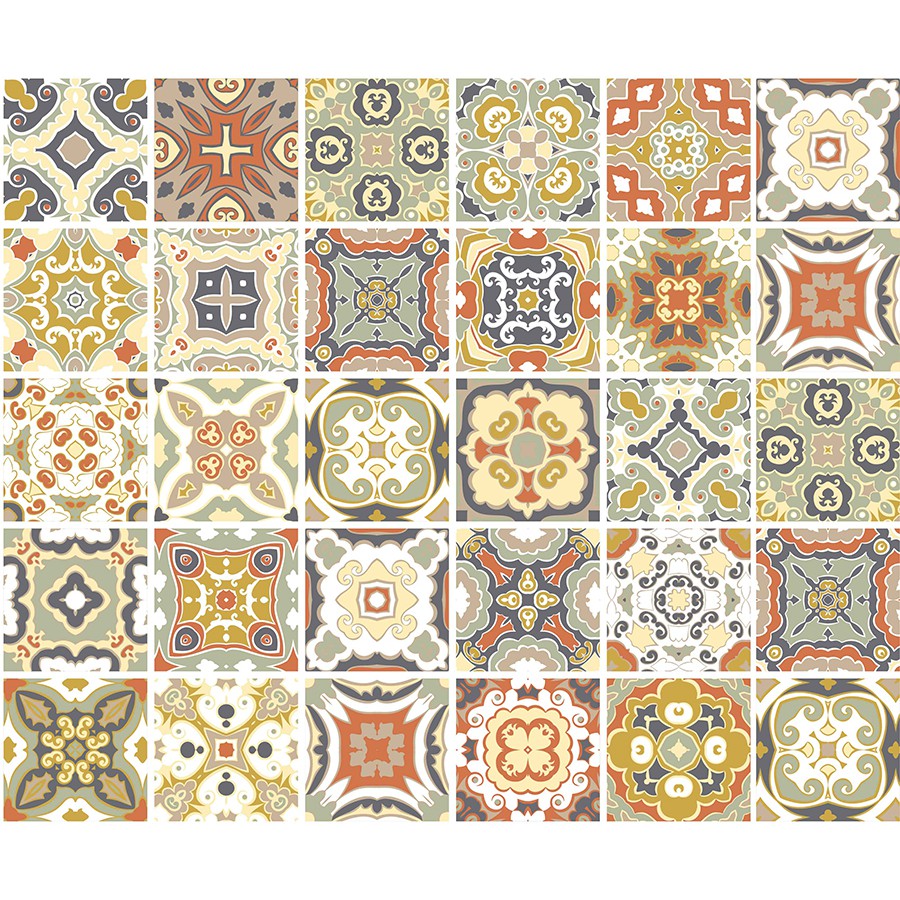 Decal Gạch Bông C1 - Set 30 ô 20x20cm - Decal dán tường, bếp, Trang trí nhà cửa - Viet Decor