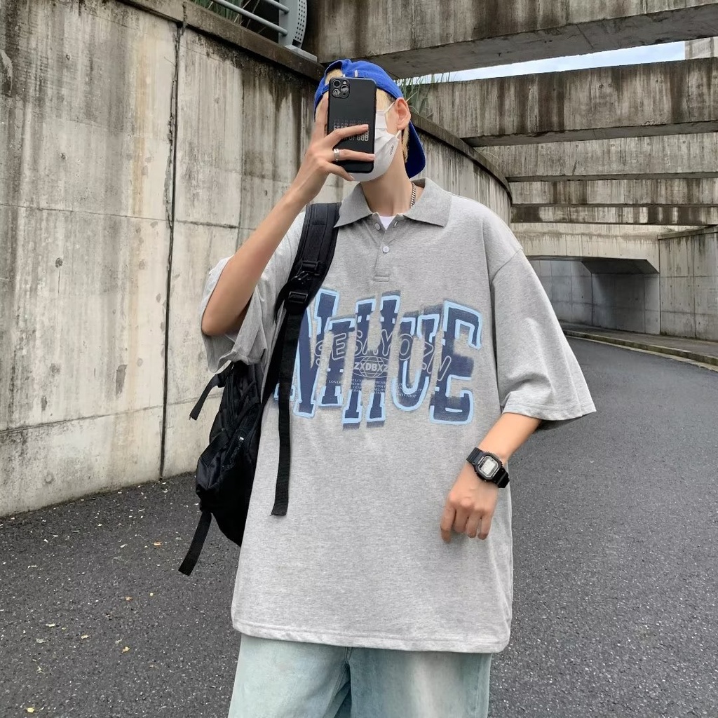 Áo Thun POLO Ngắn Tay Form Rộng Phong Cách Hàn Quốc Dành Cho Nam