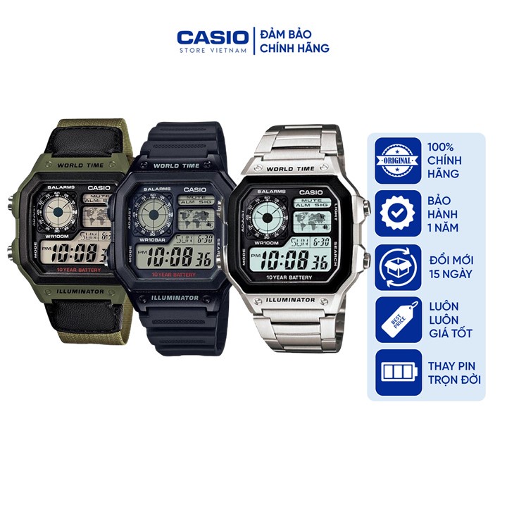 Đồng hồ Nam Casio AE-1200, đồng hồ chính hãng, pin 10 năm, chống nước 100 mét