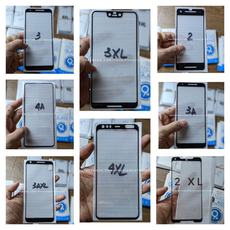 Kính cường lực full màn viền đen Google Pixel 6a / 6 Pro / 7 / 5 / 4a 5g / 4a / 4 XL / 4A / 3 XL / 3a XL / 3a / 2 XL / 2