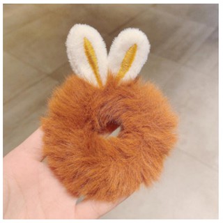 Cột tóc lông pom pom tai thỏ nhiều màu