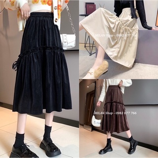 Chân váy nhung xoè midi Quảng Châu
