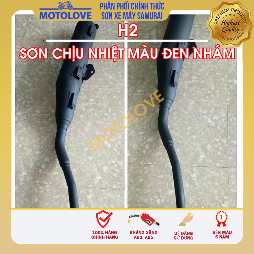 Sơn chịu nhiệt H2 &amp; H1 - Sơn pô xe máy - Sơn xịt Samurai nhập khẩu từ Malaysia.