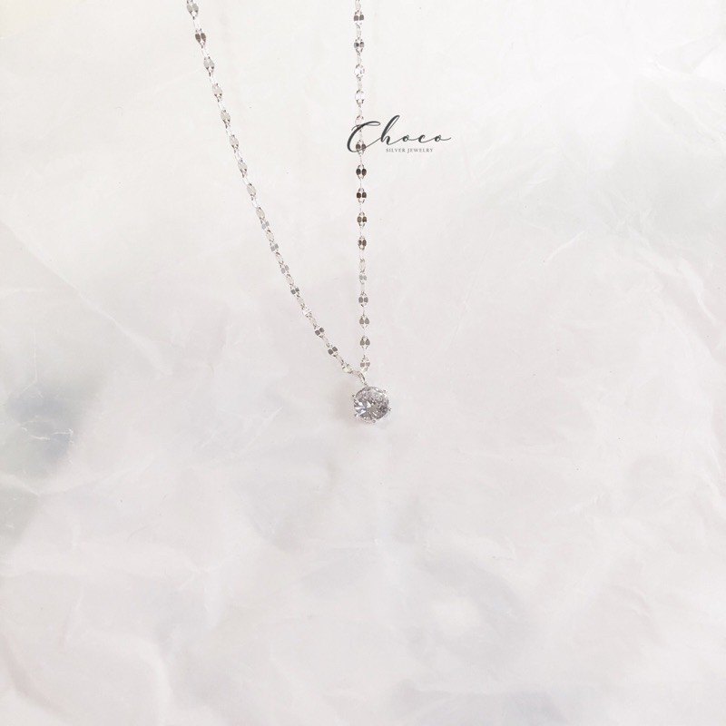 Dây chuyền bạc dây phay hạt đá Choco Jewelry
