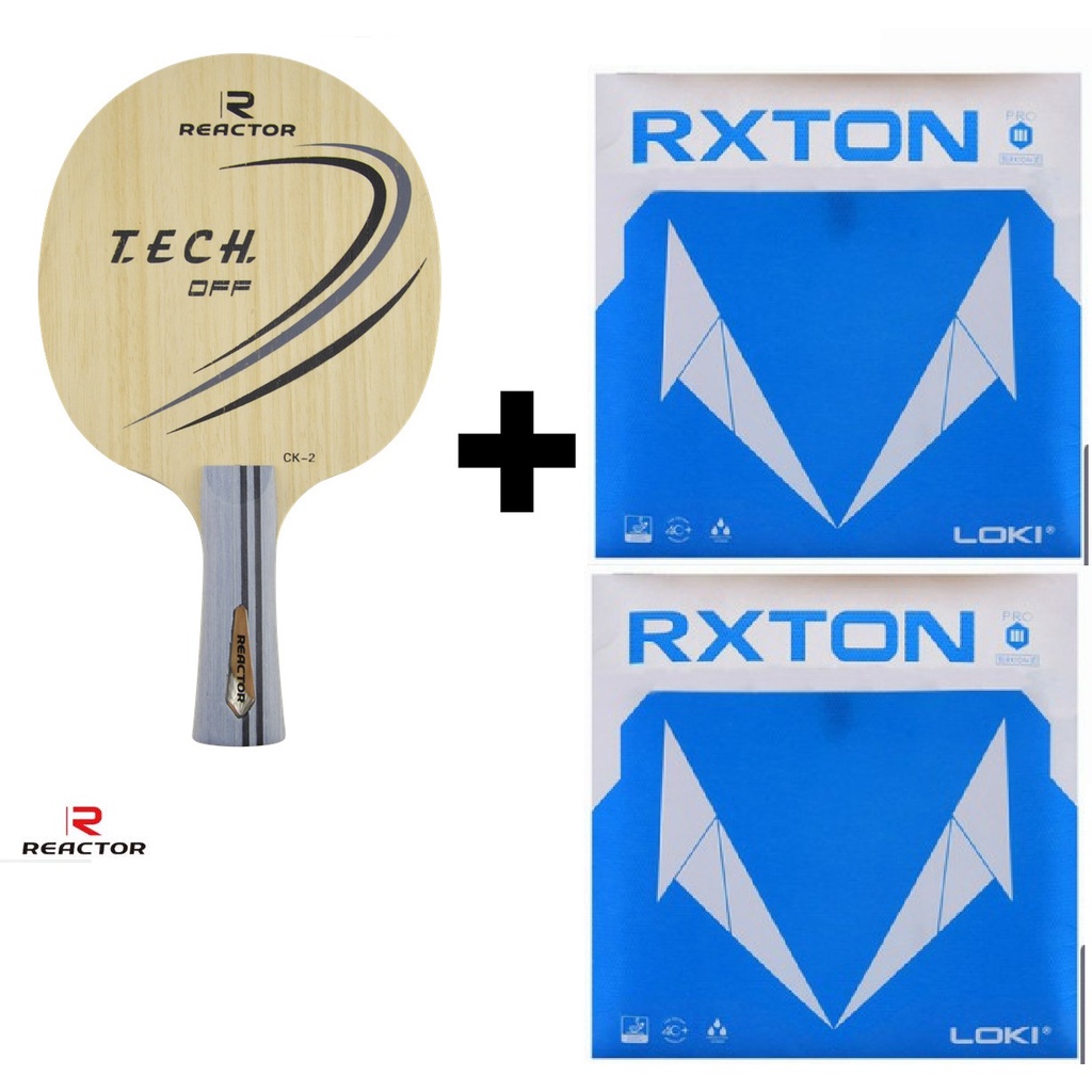 Combo vợt bóng bàn gồm cốt vợt REACTOR CK2 TECH OFF và hai mặt vợt LOKI RXTON 3 PRO