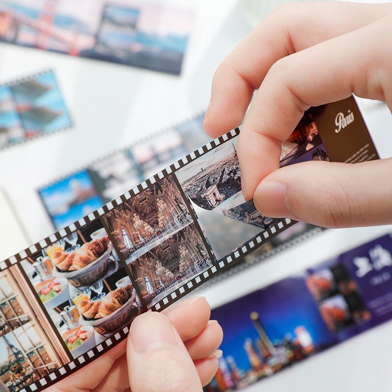 Bộ 4 dải sticker viền film dán trang trí chủ đề các địa điểm du lịch