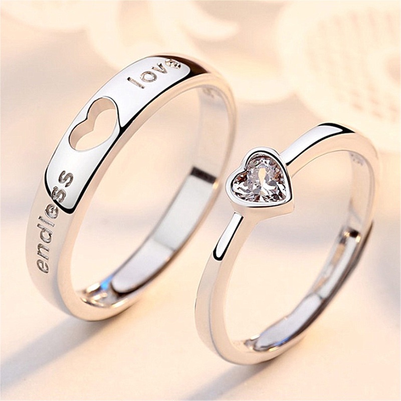 Set 1 / 2 Nhẫn Cặp Đôi Hình Trái Tim