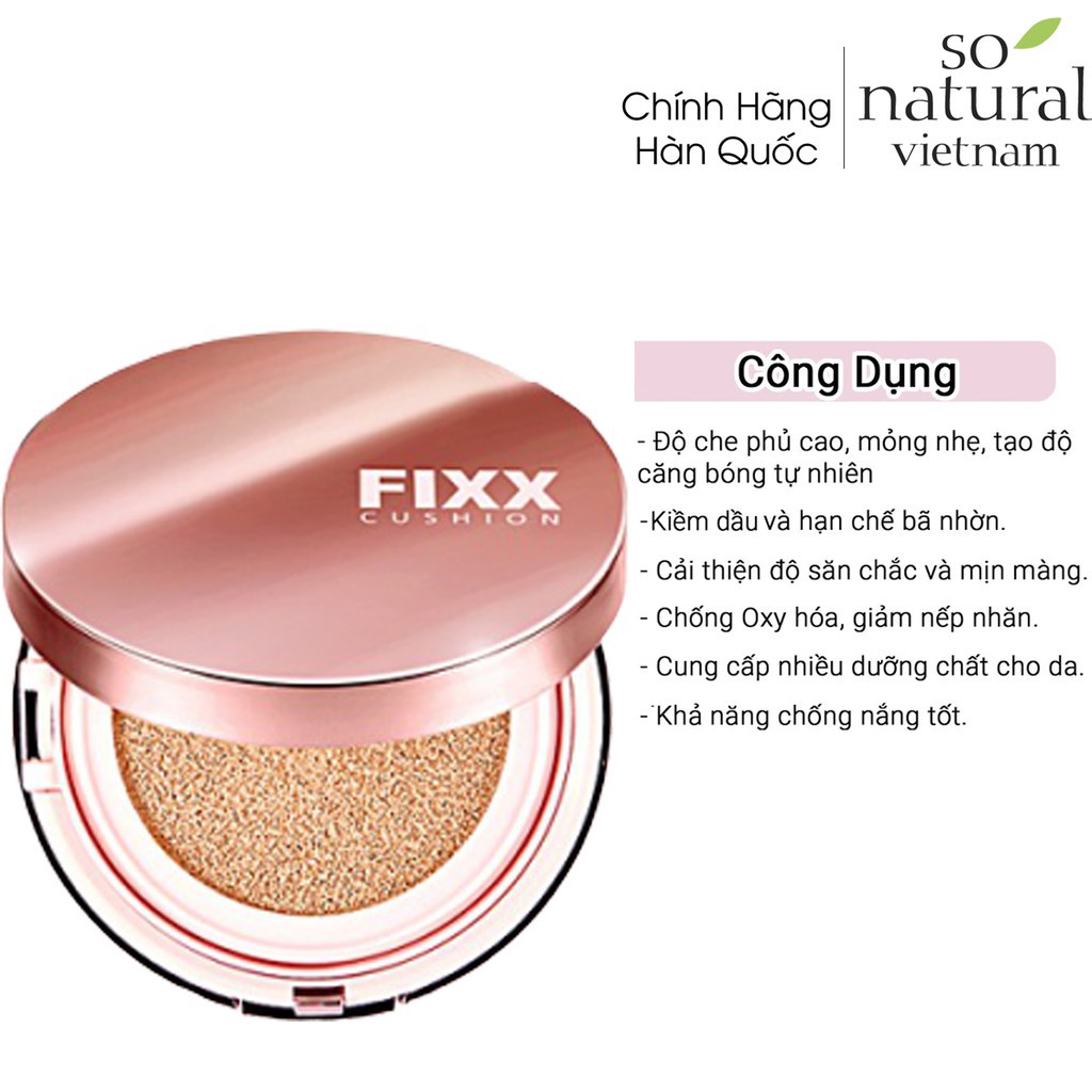 Phấn Nước Trang Điểm Lâu Trôi Glow Fixx Cushion SPF50+ / PA++++ So'Natural Nhập Khẩu  Hàn Quốc Chuẩn