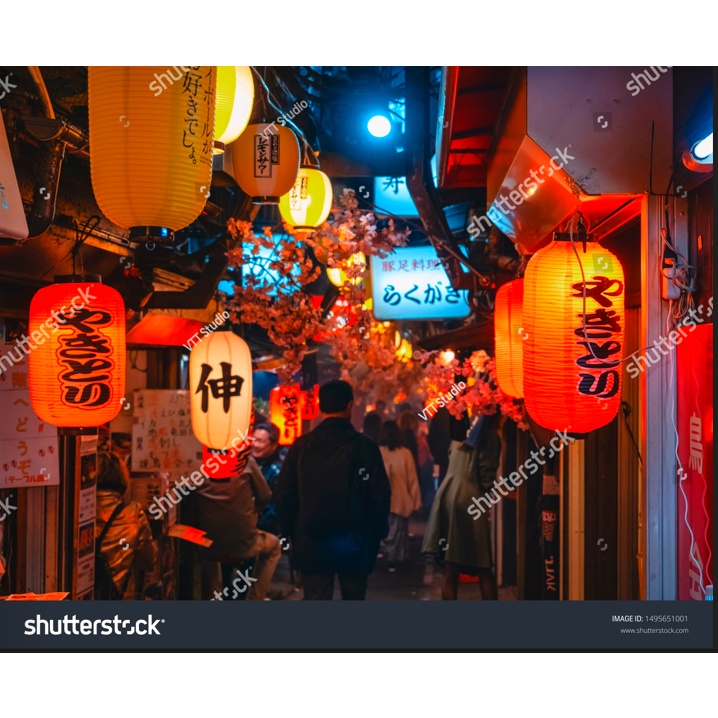 Tranh dán tường góc Phố Nhật Bản 3D hiện đại, nhiều mẫu