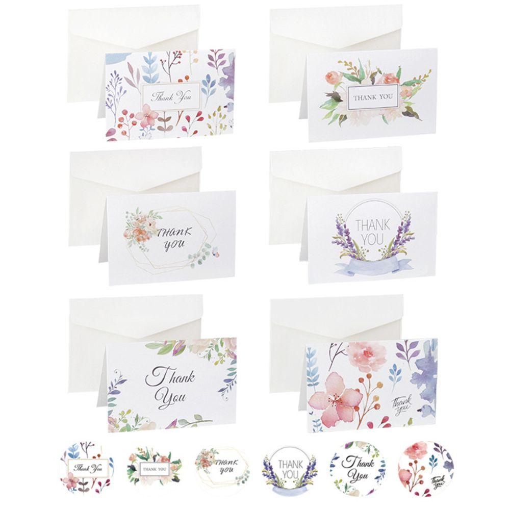 Set 6 Tấm Thiệp Cảm Ơn In Hoa Xinh Xắn