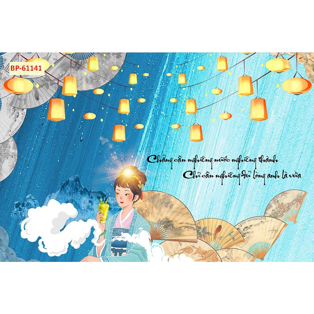 Tranh dán tường Quán Cafe, Trà Sữa, Trang Trí Cửa Hàng 3D tặng keo và dụng cụ dán