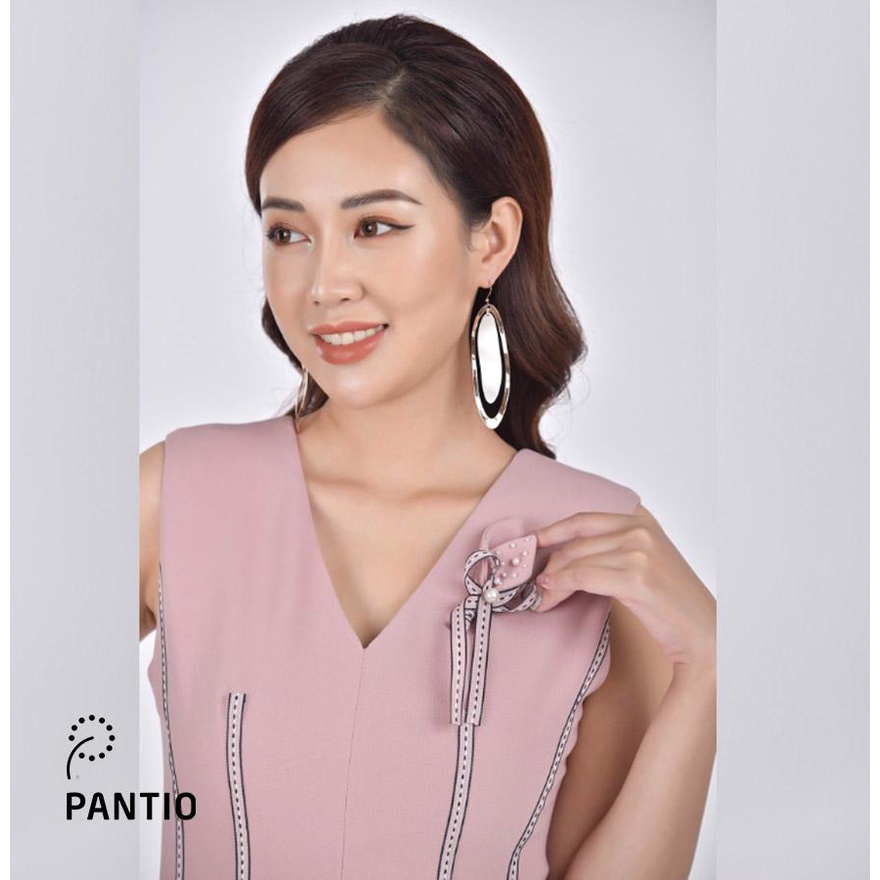 FDC52893 - Đầm công sở cổ tim ôm eo đính hoa ở ngực - PANTIO