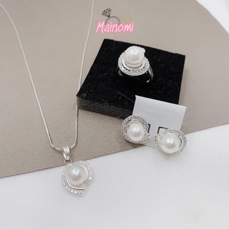 Bộ trang sức sang chảnh tặng bà tặng mẹ, thiết kế sang trọng Món quà vô cùng ý nghĩa Mainomi Shop Bạc Xinh
