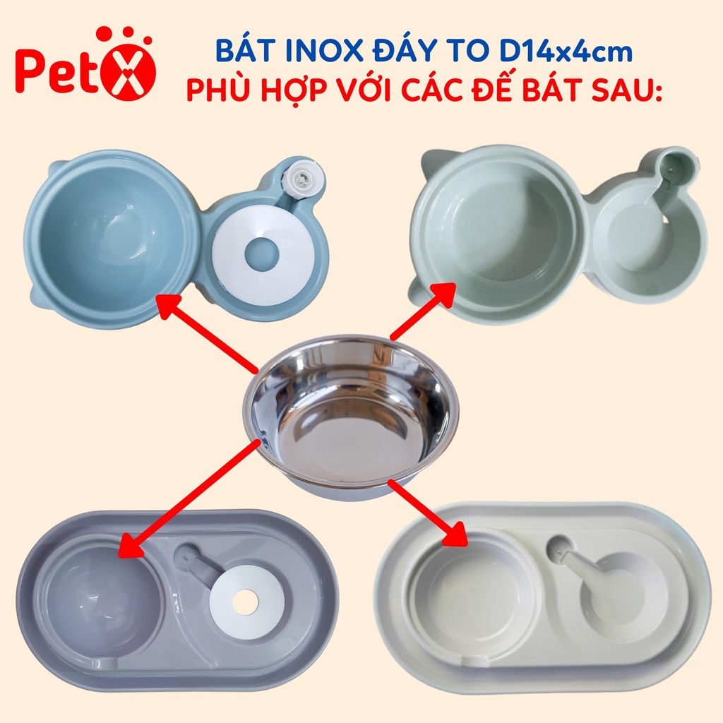 Bát ăn cho chó mèo, thú cưng, bát inox D14cm
