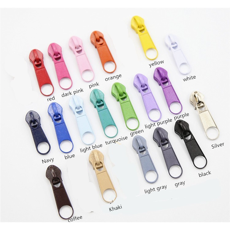 5# Nhiều màu nylon zipper puller đầu dây kéo 10 cái / lốc