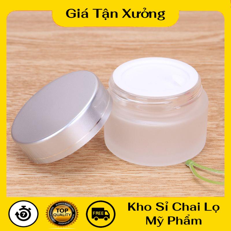 Hũ Chiết Mỹ Phẩm ❤ TRÙM SỈ ❤ Hũ chiết kem thủy tinh mờ nắp bạc 5g,10g,15g,20g,30g,50g đựng mỹ phẩm , phụ kiện du lịch