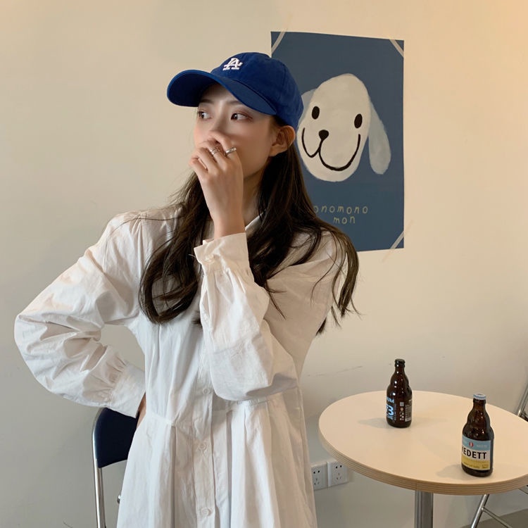 Đầm Midi Dáng Chữ A Tay Dài Màu Trơn Phong Cách Hàn Quốc Thời Trang Cho Nữ