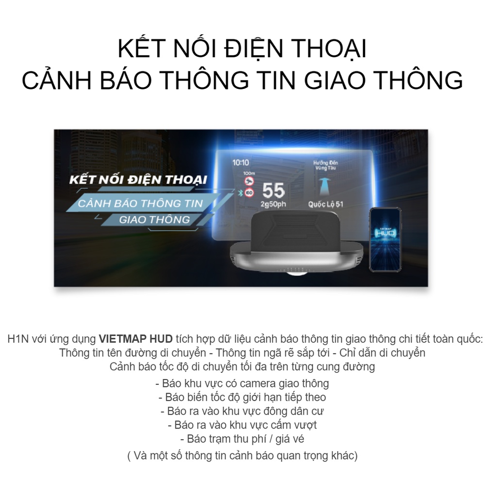 VIETMAP HUD H1N - Màn Hình Hiển Thị Thông Minh