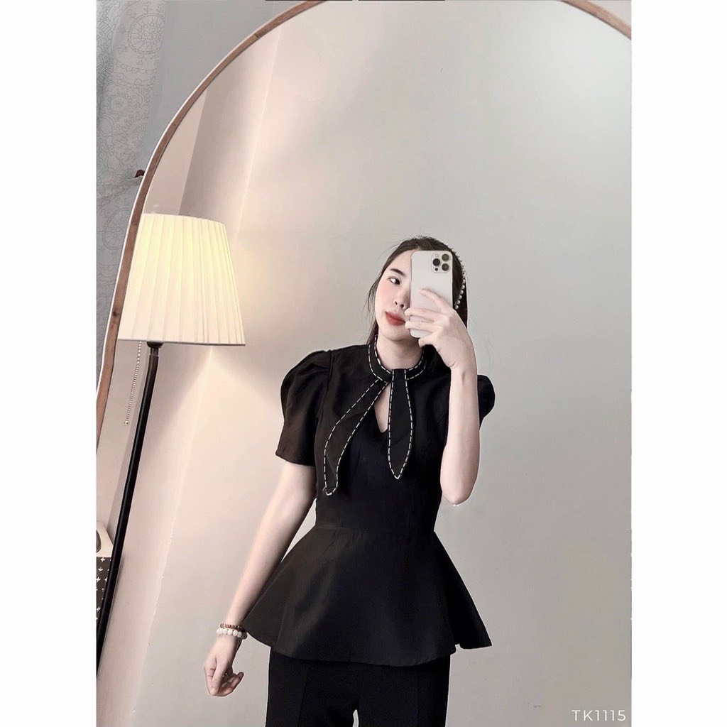 Set áo Peplum chân váy ⚡ TOP BÁN CHẠY ⚡ Áo Peplum chỉ nổi phối kèm chân váy siêu xinh, chất liệu cao cấp H4