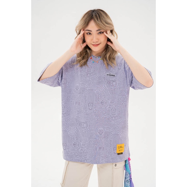 Áo Thun BOO Unisex Dáng Oversize, Cotton Cao Cấp In Tràn Pattern Họa Tiết The Simpsons BZL