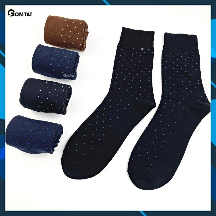 Tất vớ nam cổ cao Chấm Bi, dòng tất đi giày tây cao cấp, chất cotton hút ẩm, thoáng khí - GOM-CHAMBI-1DOI Tặng ngay 2k