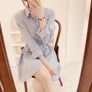 Đầm sơ mi xoè sọc đen (kèm hình thật)