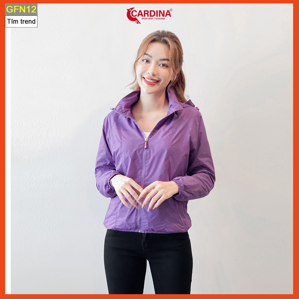 Áo gió nữ CARDINA chất gió trơn 2 lớp lót lưới cao cấp cản gió cản bụi chống nước 1GFT.