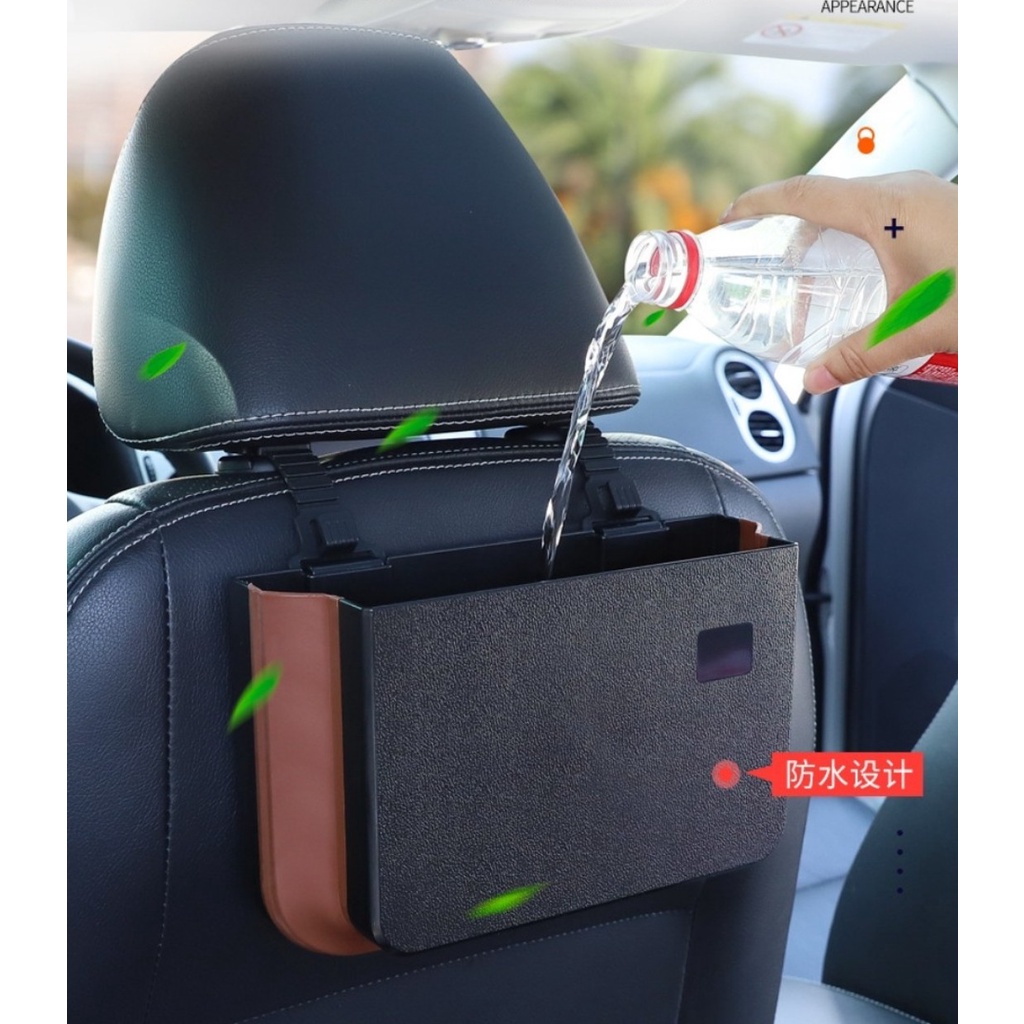 Hộp để đồ đa năng gắn ghế sau xe ô tô chống nước, xếp gọn, có giá để ly cốc và điện thoại
