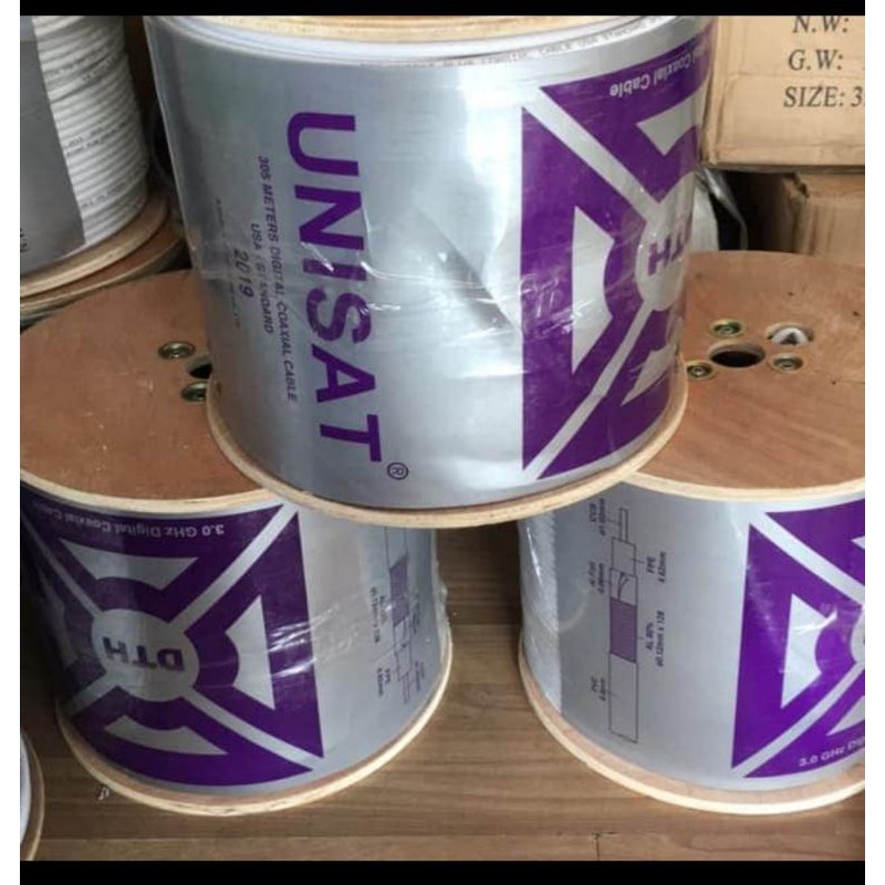 Dây cáp đồng trục DTH UNISAT cuộn 305 mét màu trắng - Hàng xịn