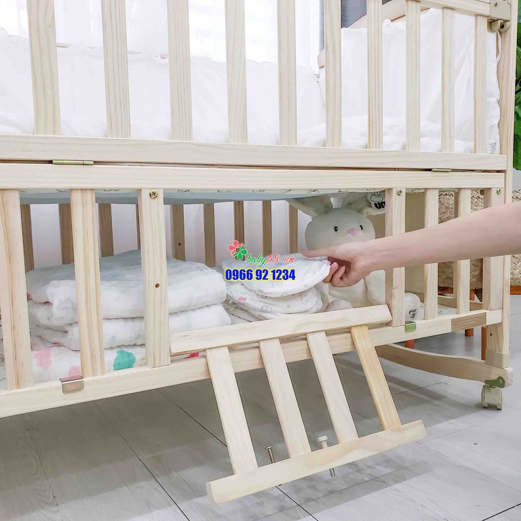 Giường cũi cho bé Umoo màu gỗ
