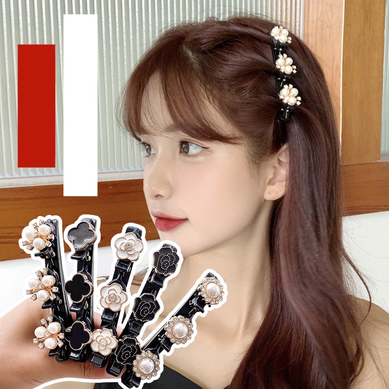 Kẹp Tóc Hình Cỏ Ba Lá Đính Đá Và Ngọc Trai Lấp Lánh Phong Cách Hàn Quốc Thanh Lịch Dành Cho Bạn Nữ