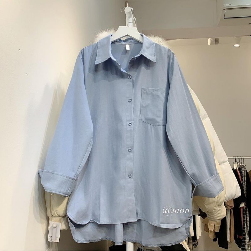 [Mã TOPS06 giảm đến 10k đơn 99k] Áo sơ mi nữ basic ulzzang chất thô mềm dày dặn ( fom rộng ) | BigBuy360 - bigbuy360.vn