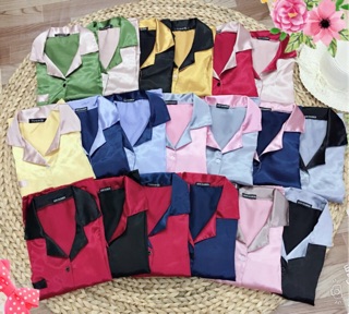 Set bộ phi lụa phối màu hàng shop cao cấp