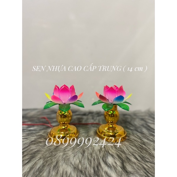 ĐÈN THỜ CAO CẤP SEN NHỰA TRUNG  1 CẶP