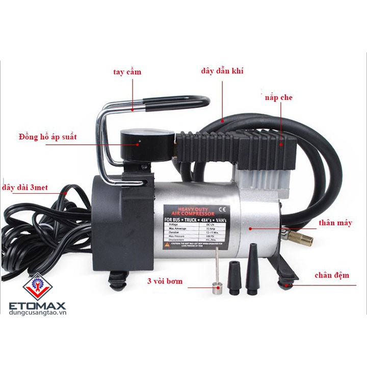 [HÀNG LOẠI 1] Máy nén khí bơm hơi mini 12V cắm tẩu ô tô