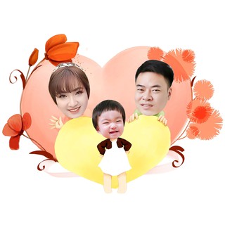 Hình Chibi gia đình trang trí sinh nhật, trang trí thôi nôi đẹp miễn phí thiết kế theo yêu cầu