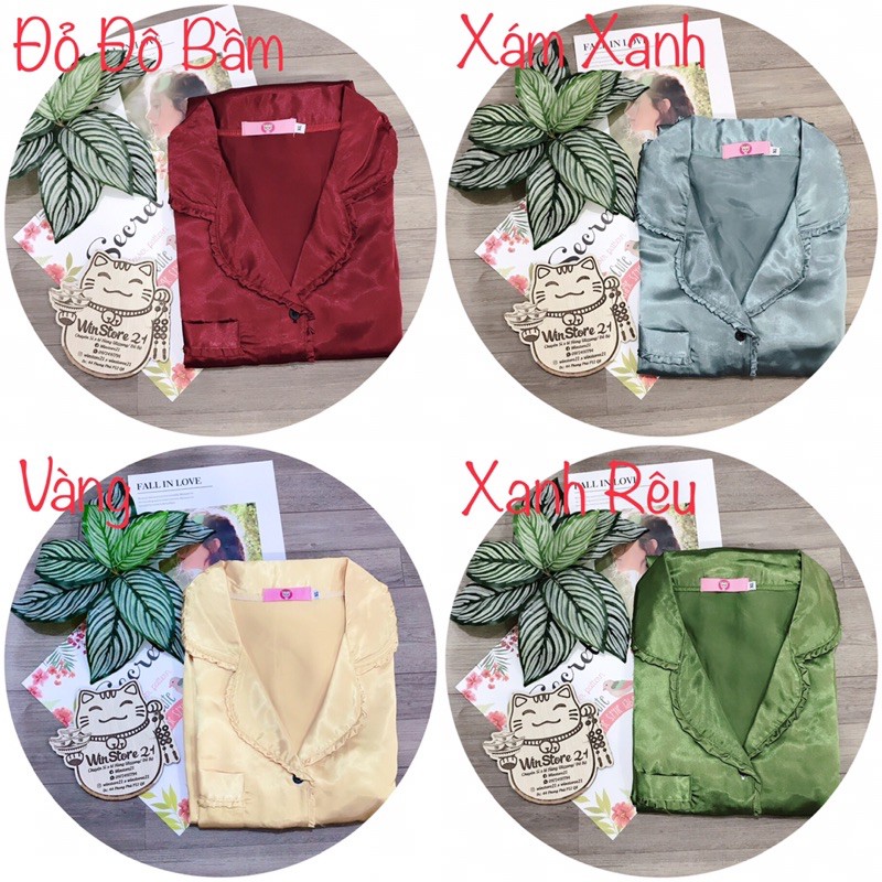 ( Freesize Lụa ) Đồ Bộ Pijama Lụa viền bèo - Tay Ngắn Quần Dài | BigBuy360 - bigbuy360.vn