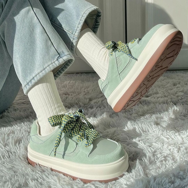 Giày thể thao sneaker nữ đế độn xanh lá mạ bigsize phong cách Hàn Quốc BRATINA G015