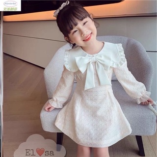 Váy đầm cổ nơ tiểu thư 2 màu cho bé gái