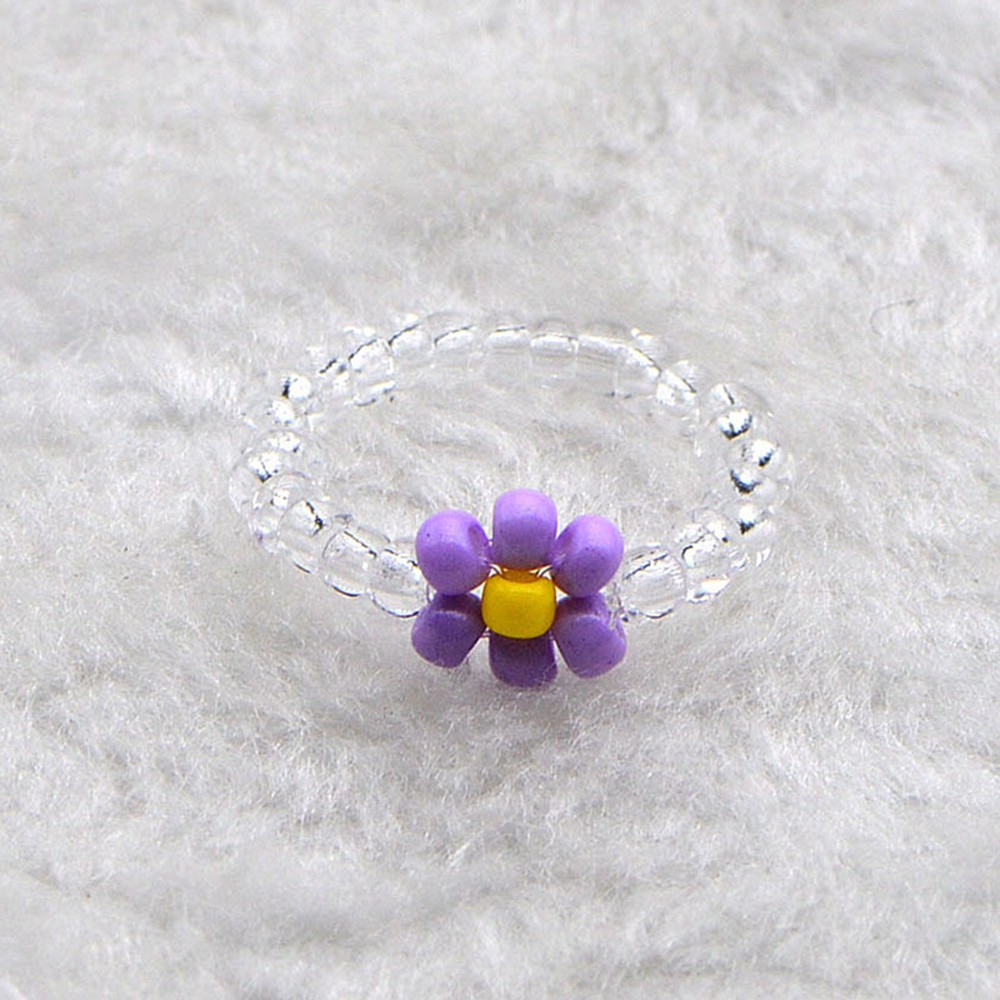 1 pcs Fashion Nhẫn Nữ Thời Trang Vintage Color Crystal Flowers Transparent Beads Rings