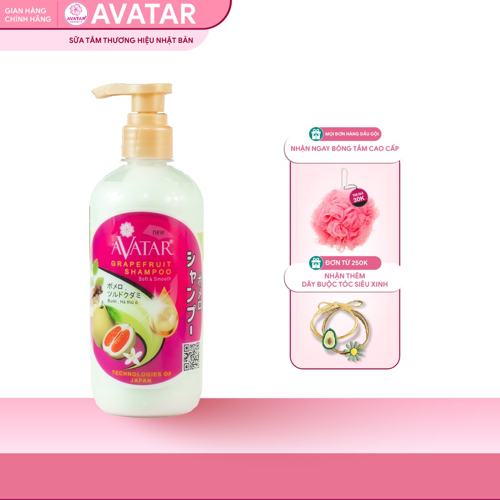 Dầu gội Bưởi & Hà Thủ Ô AVATAR Giảm Rụng Tóc Bạc Tóc 500ml