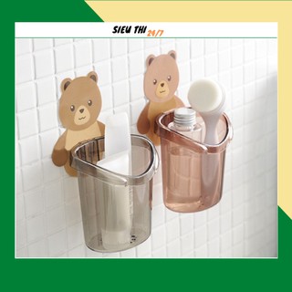 [GIÁ SỈ]Cốc gấu đựng bàn chải kem đánh răng Cốc gấu dán tường siêu dính 88183