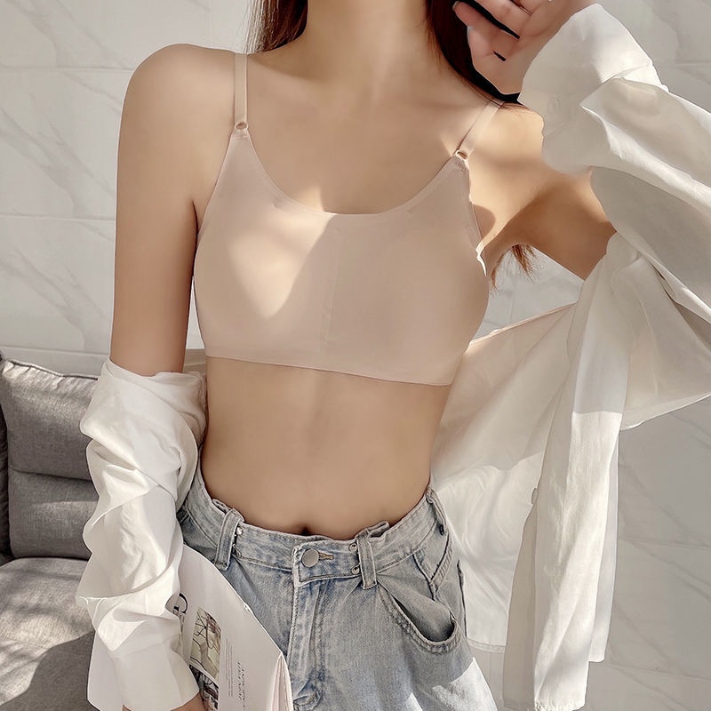 Áo Lót Lụa Lạnh Không Đường May Lưng Phong Cách Hàn Quốc