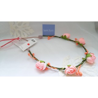 Vòng đội đầu hoa hồng cam lông vũ phong cách Boho