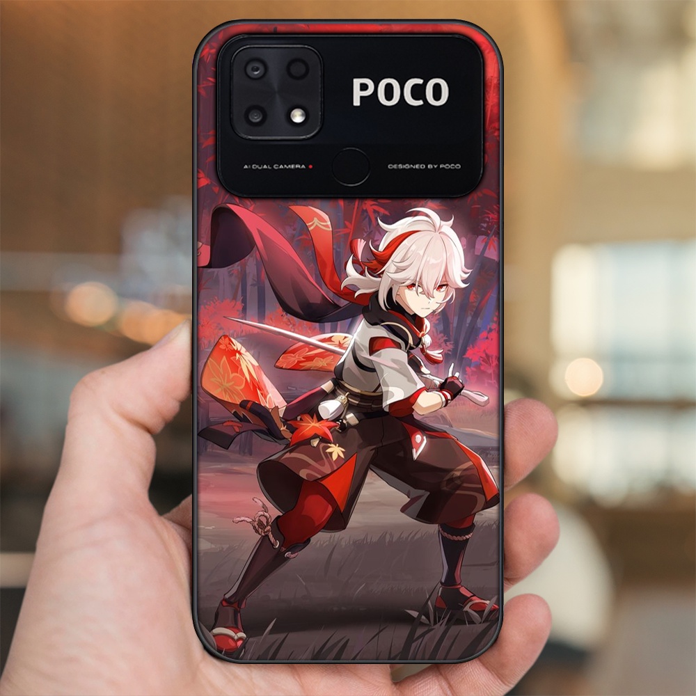 Ốp lưng Xiaomi Poco C40 viền đen in hình Kazuha Genshin Impact